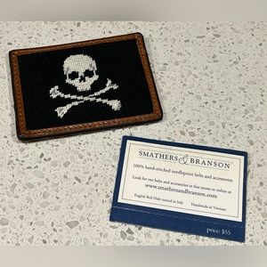 Smathers & Branson Jolly Roger Skull Needlepoint Wallet